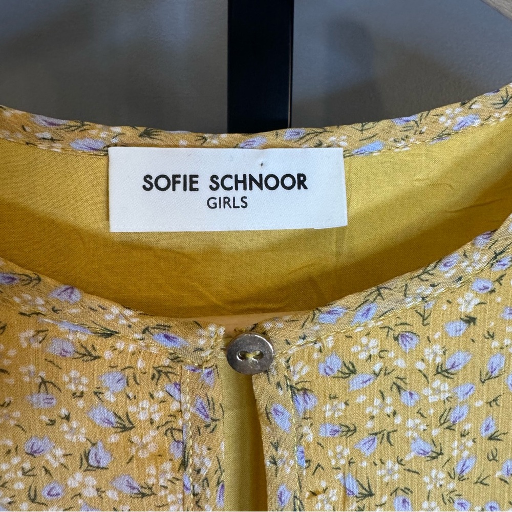 Sofie Schnoor Girls Yellow Floral Midi Dress Size 14Y‎ Tiered Short Sleeve - Picture 6 of 13